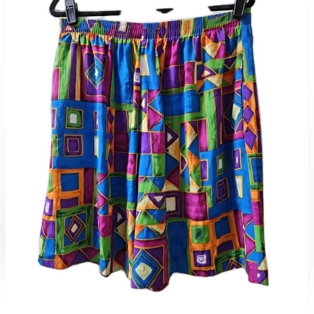 Vintage Maggie Sweet Skirt 1X Colorful Geometric Boho Retro Pockets.